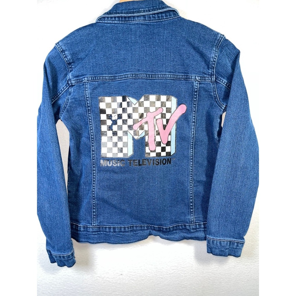 MTV Denim Jacket Girls XL 14/16 Dark Blue Wash Vintage Style - Picture 1 of 6